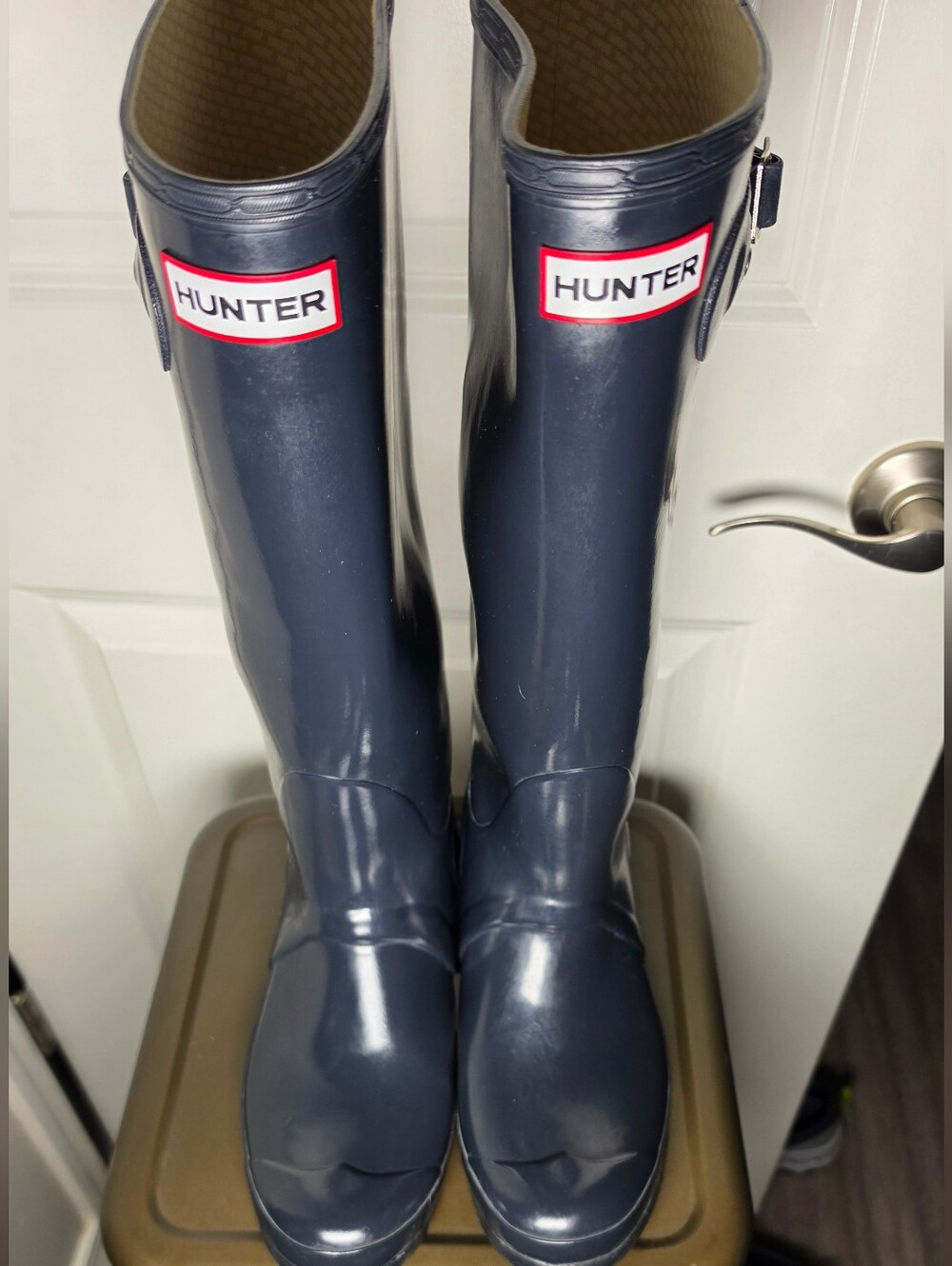 Hunter Original Tall Rain Boots Navy Blue Waterproof Women’s Size 9 M 8 - Picture 4 of 8